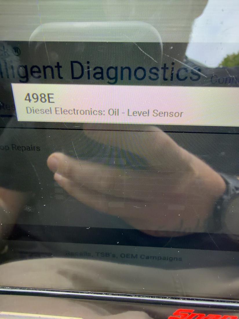 Snap-on scan showing fault 498E